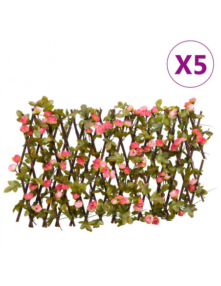 Traliccio Edera Artificiale Espandibile 5pz Rosa Scuro 180x20cm
