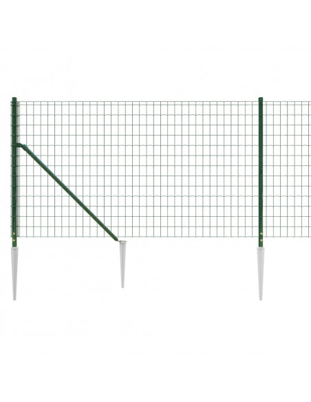 Recinzione Metallica con Picchetti Ancoraggio Verde 0,8x25 m