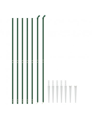 Recinzione Metallica con Picchetti Ancoraggio Verde 1,6x10 m