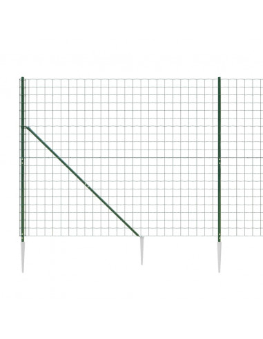 Recinzione Metallica con Picchetti Ancoraggio Verde 1,6x10 m