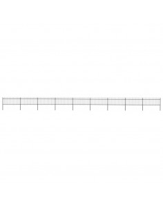 Recinzione Giardino con Punta a Lancia Acciaio 15,3x0,8m Nera 2