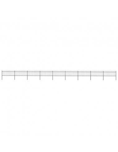 Recinzione Giardino con Punta a Lancia Acciaio 15,3x0,8m Nera