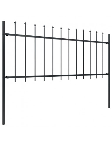 Recinzione Giardino con Punta a Lancia Acciaio 15,3x0,8m Nera
