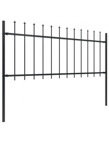 Recinzione da Giardino Punta a Lancia 8,5x0,8 m Acciaio Nera