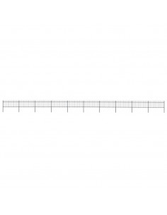 Recinzione da Giardino con Punta a Lancia Acciaio 17x0,8m Nera 2