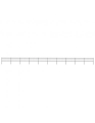 Recinzione da Giardino con Punta a Lancia Acciaio 17x0,8m Nera