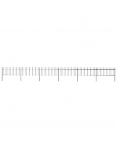 Recinzione Giardino con Punta a Lancia Acciaio 10,2x0,8m Nera 2