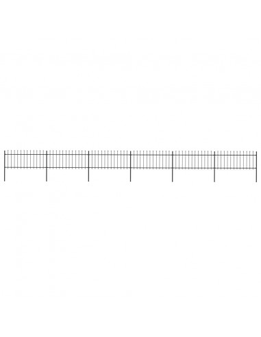 Recinzione Giardino con Punta a Lancia Acciaio 10,2x0,8m Nera