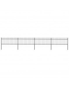 Recinzione da Giardino con Punta a Lancia Acciaio 6,8x0,8m Nera 2