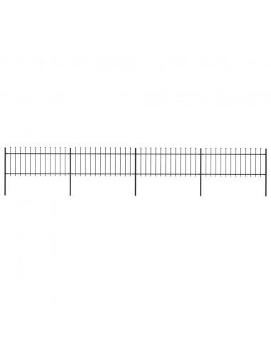 Recinzione da Giardino con Punta a Lancia Acciaio 6,8x0,8m Nera