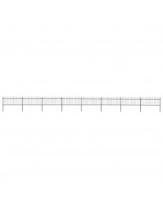 Recinzione Giardino con Punta a Lancia Acciaio 13,6x0,8m Nera 2