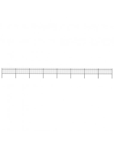 Recinzione Giardino con Punta a Lancia Acciaio 13,6x0,8m Nera