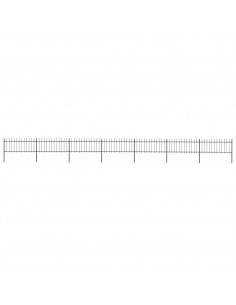 Recinzione Giardino con Punta a Lancia Acciaio 11,9x0,8 m Nera 2