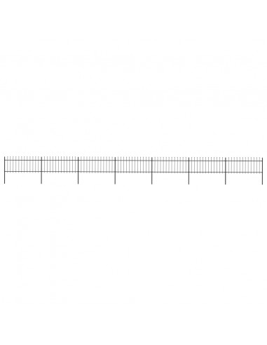 Recinzione Giardino con Punta a Lancia Acciaio 11,9x0,8 m Nera