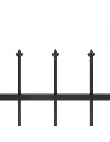 Recinzione Giardino con Punta a Lancia Acciaio 11,9x0,8 m Nera