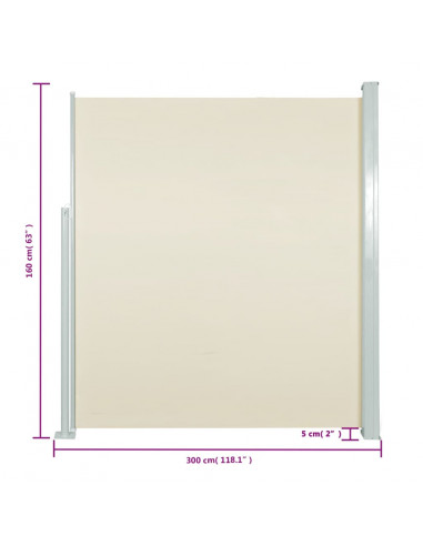 Tendalino Laterale per Patio Terrazzo 160 x 300 cm Crema