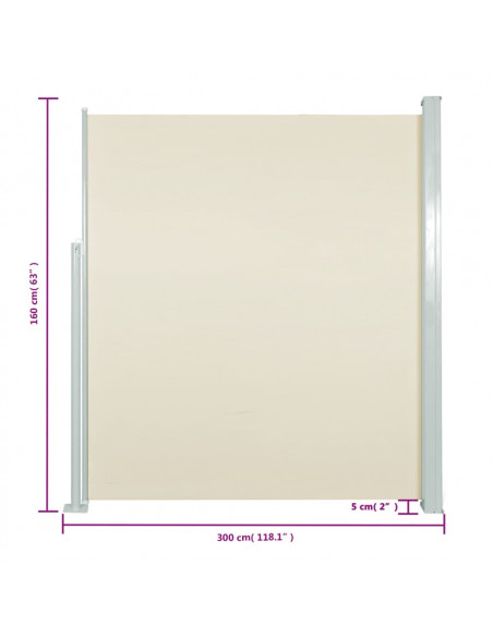 Tendalino Laterale per Patio Terrazzo 160 x 300 cm Crema