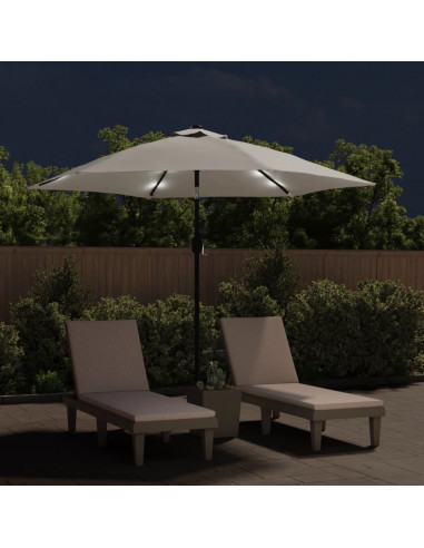 Ombrellone a sbalzo a LED 3 m Bianco Sabbia