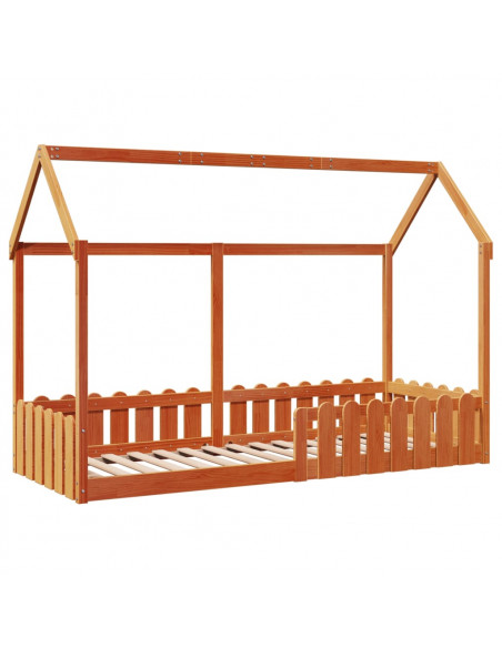 Giroletto Casetta Bambini Marrone Cera 80x200 cm Massello Pino