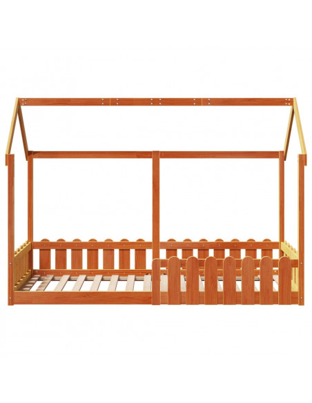 Giroletto Casetta Bambini Marrone Cera 80x200 cm Massello Pino