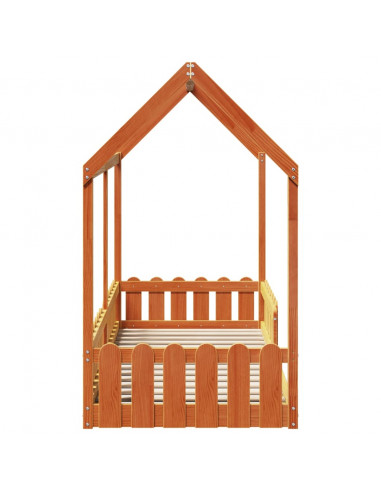 Giroletto Casetta Bambini Marrone Cera 80x200 cm Massello Pino