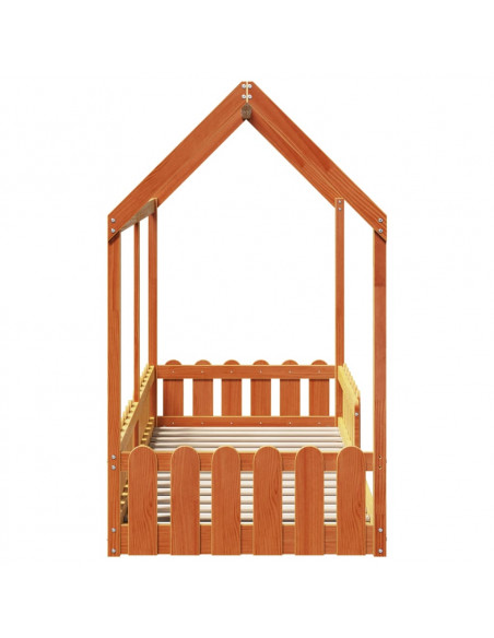 Giroletto Casetta Bambini Marrone Cera 80x200 cm Massello Pino