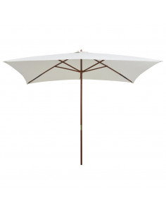 Ombrellone 200x300 cm Palo in Legno Bianco Crema 2