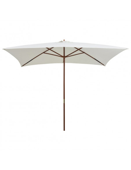 Ombrellone 200x300 cm Palo in Legno Bianco Crema