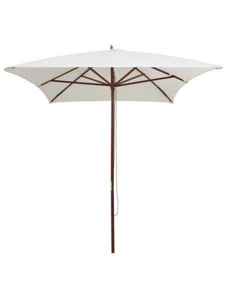 Ombrellone 200x300 cm Palo in Legno Bianco Crema