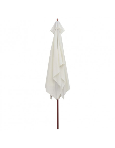 Ombrellone 200x300 cm Palo in Legno Bianco Crema