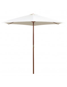 Ombrellone 270x270 cm Palo in Legno Bianco Crema 2
