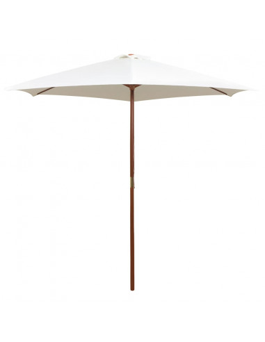 Ombrellone 270x270 cm Palo in Legno Bianco Crema