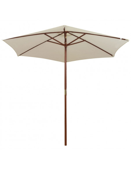 Ombrellone 270x270 cm Palo in Legno Bianco Crema