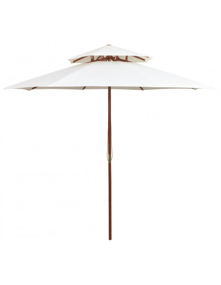 Ombrellone 2 Livelli 270x270 cm con Palo in Legno Bianco Crema