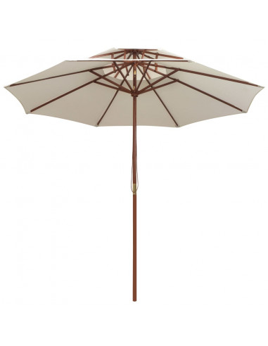 Ombrellone 2 Livelli 270x270 cm con Palo in Legno Bianco Crema