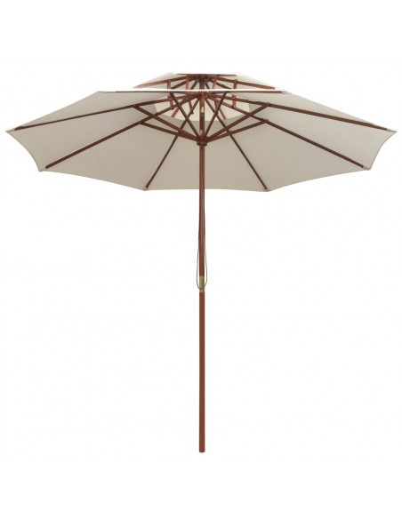 Ombrellone 2 Livelli 270x270 cm con Palo in Legno Bianco Crema