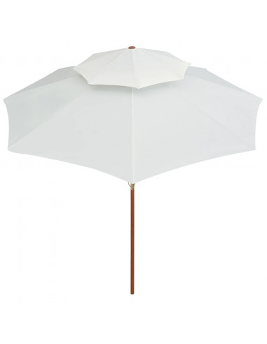 Ombrellone 2 Livelli 270x270 cm con Palo in Legno Bianco Crema