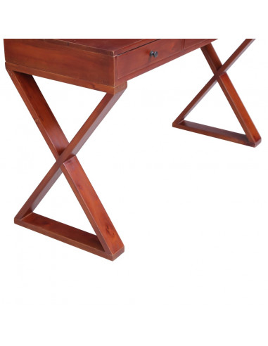 Scrivania per PC Marrone 115x47x77 cm Legno Massello di Mogano