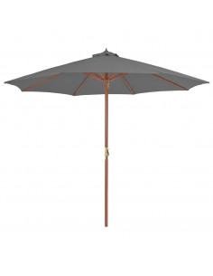 Ombrellone da Esterni con Palo in Legno 300 cm Antracite 2