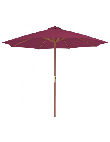 Ombrellone da Esterni con Palo in Legno 300 cm Rosso Bordò