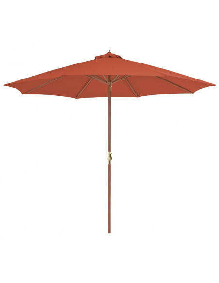Ombrellone da Esterni con Palo in Legno 300 cm Terracotta