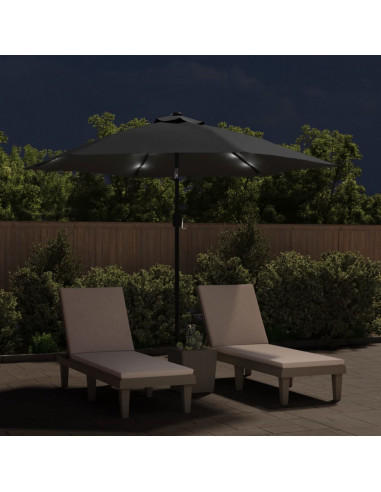 Ombrellone da Esterni con LED e Palo in Acciaio 300cm Antracite