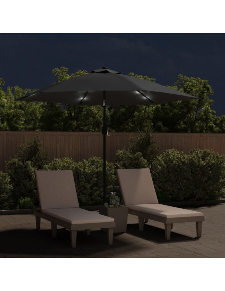 Ombrellone da Esterni con LED e Palo in Acciaio 300cm Antracite