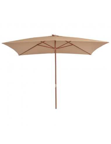 Ombrellone da Esterni con Palo in Legno 200x300 cm Tortora