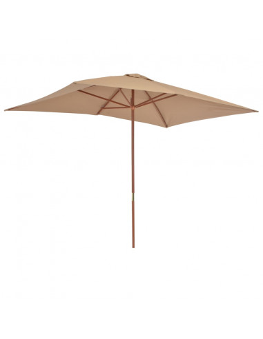 Ombrellone da Esterni con Palo in Legno 200x300 cm Tortora