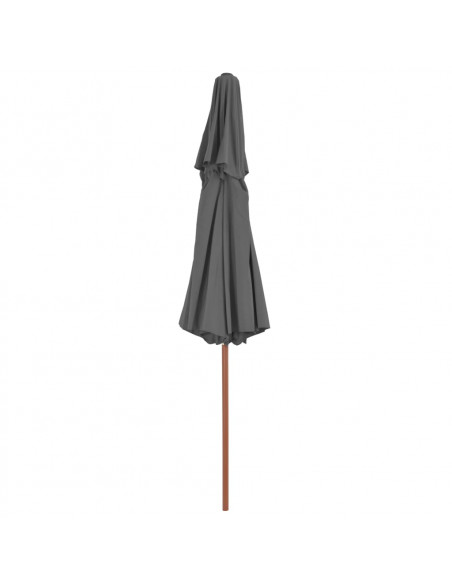 Ombrellone a Due Livelli con Palo in Legno 270 cm Antracite