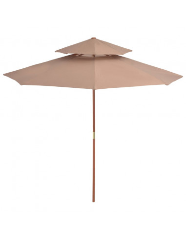 Ombrellone a Due Livelli con Palo in Legno 270 cm Grigio Talpa