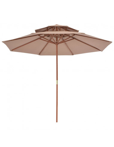 Ombrellone a Due Livelli con Palo in Legno 270 cm Grigio Talpa