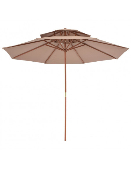 Ombrellone a Due Livelli con Palo in Legno 270 cm Grigio Talpa