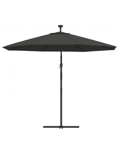 Ombrellone a Sbalzo con LED e Palo in Acciaio 300 cm Antracite